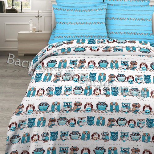 Постельное белье 1,5сп бязь Василиса 7184/1 Совушки нав70*70,пр150*214 *1/6