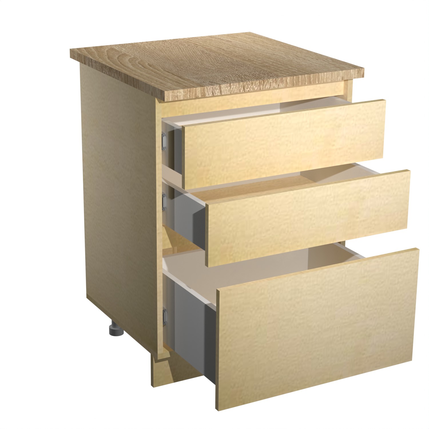 Шкаф напольный 600х850х600 мм BROZEX-WOOD Melissa, с тремя ящиками, светло-бежевый