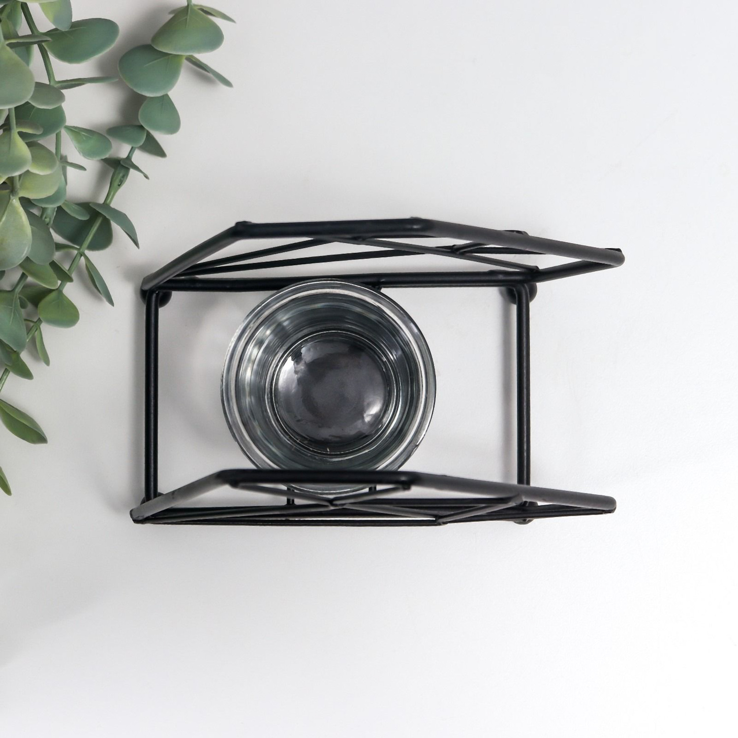 Подсвечник металл, стекло на 1 свечу "Лофт. Трапеция" чёрный 13х8х15 см  7459643