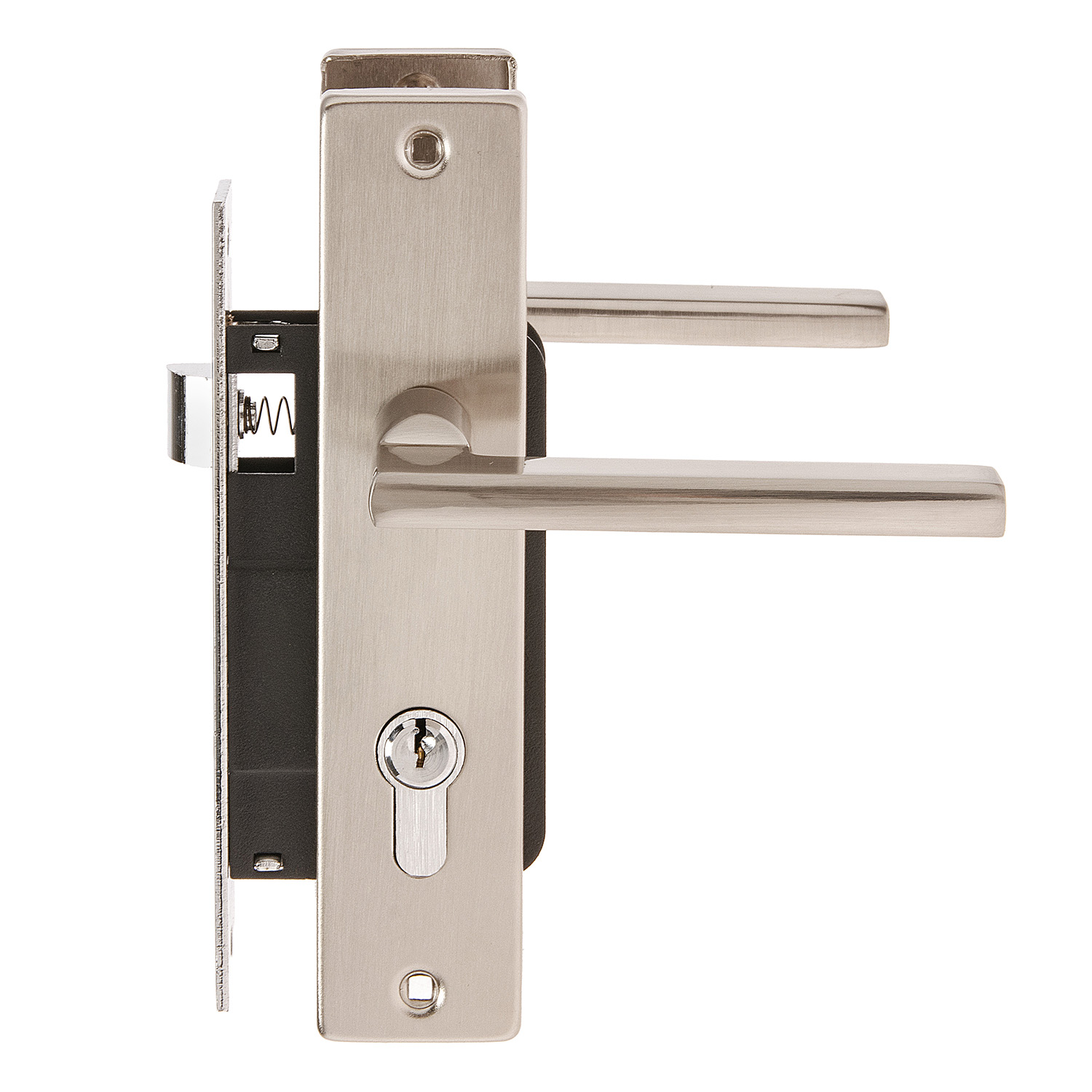 Замок врезной 61,5мм никель матовый 708К Нора-М *1/12