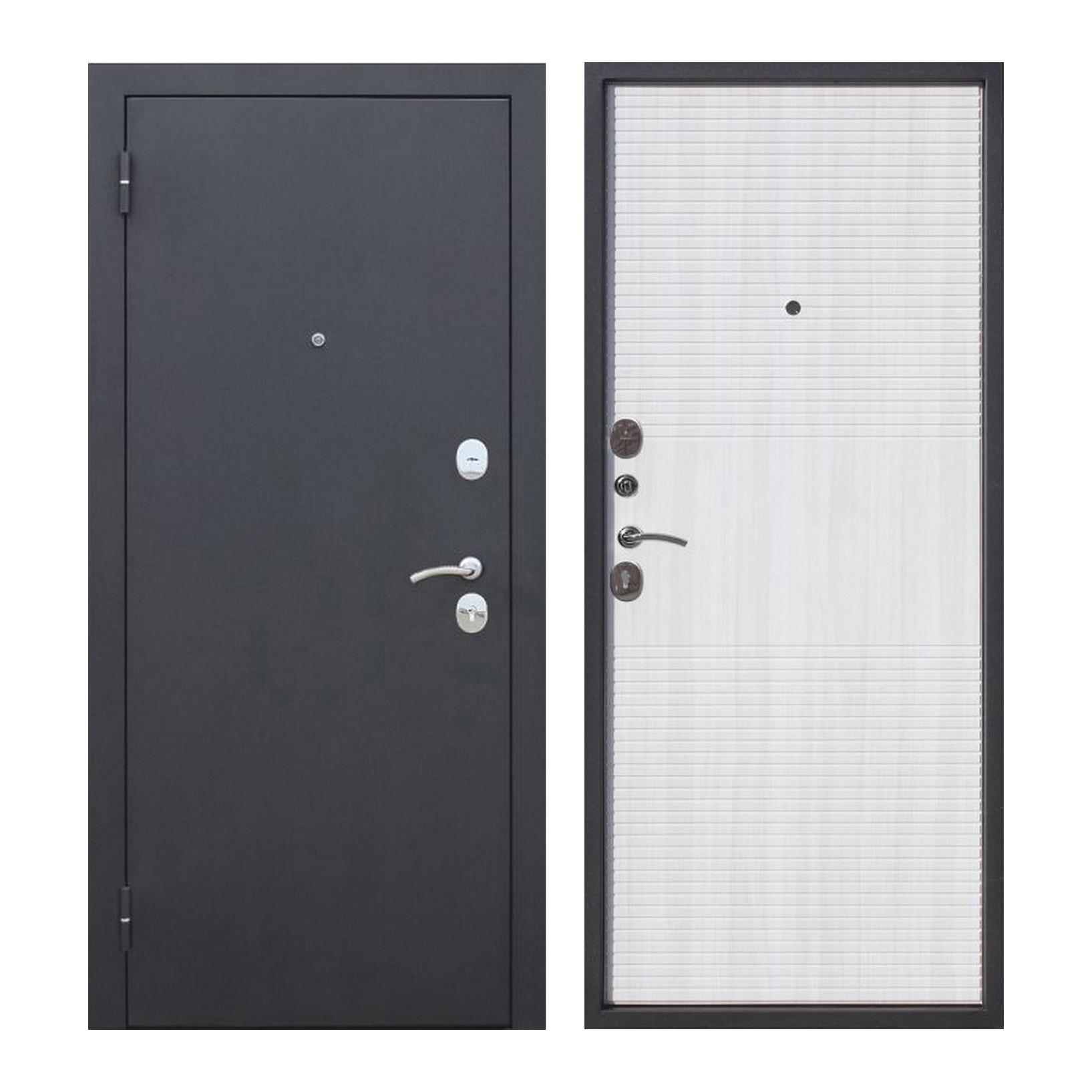 Дверь входная Ferroni Гарда, 2050х860х75 мм, левая, черный муар/белый ясень