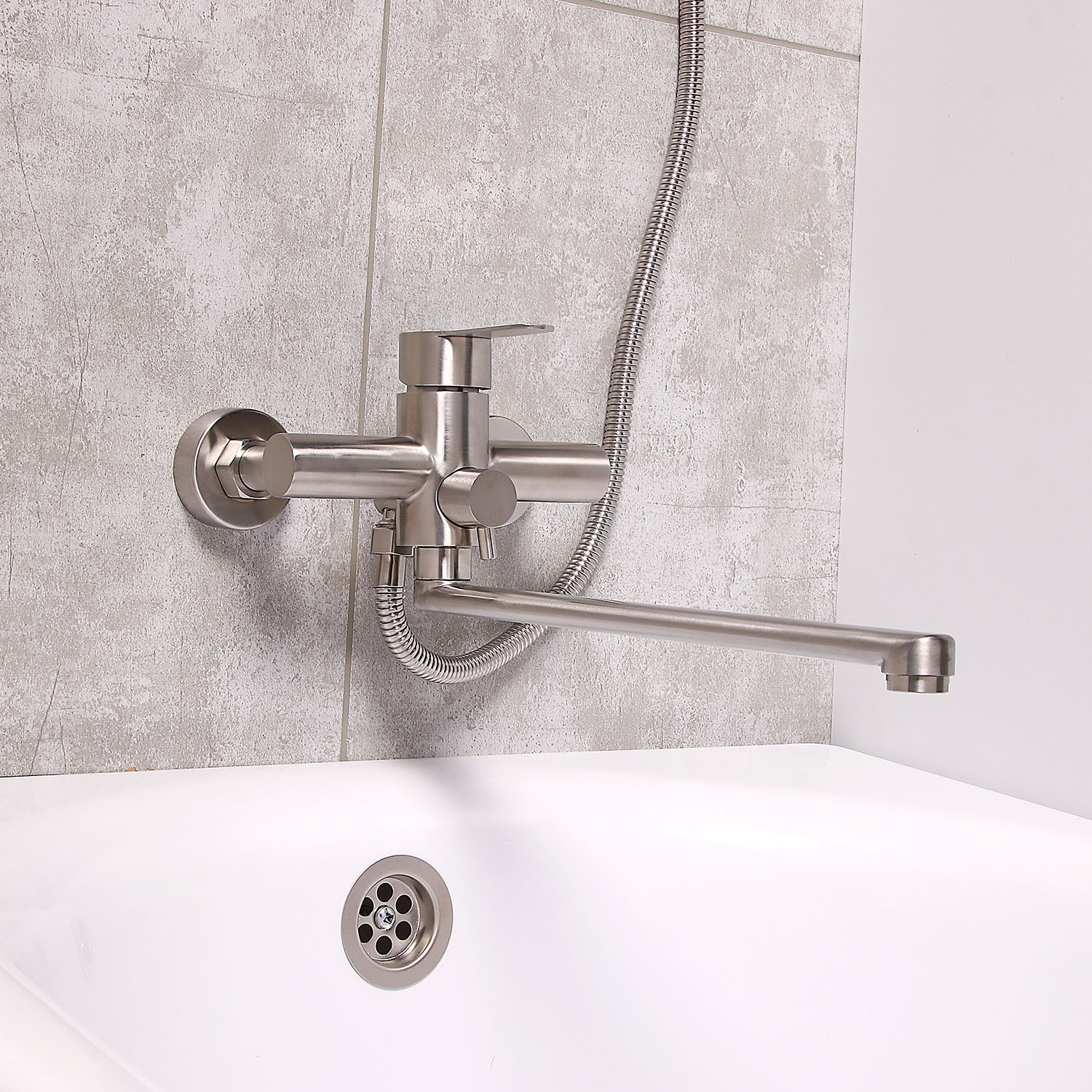 Смеситель универсальный "Potato" плоский излив с переключ. душа, нерж. сталь P22303S  *1/10 Смеситель универсальный "Potato" плоский излив с переключ. душа, нерж. сталь P22303S  *1/10