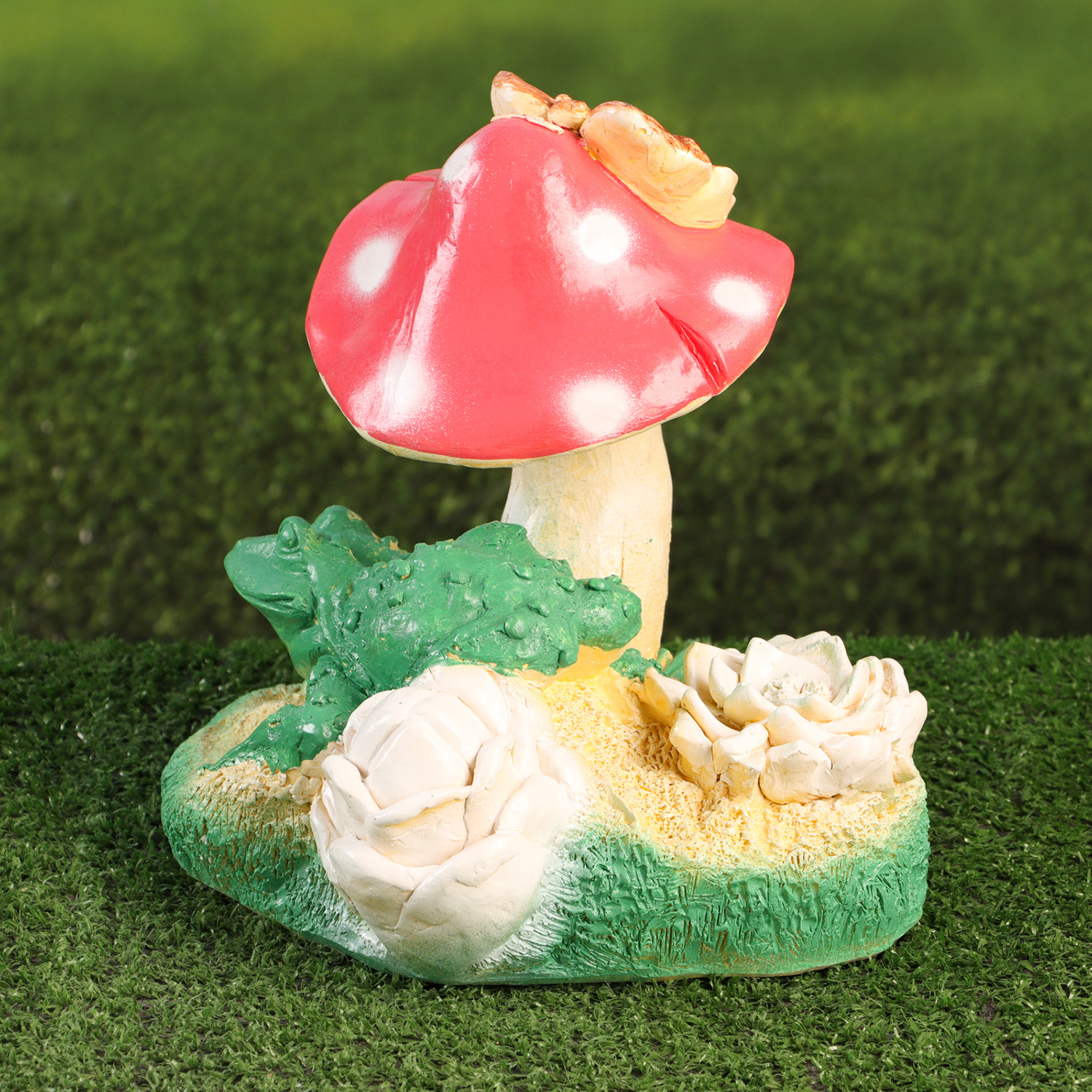 Садовая фигура "Лягушка на грибе" 21х18х20см 10341004