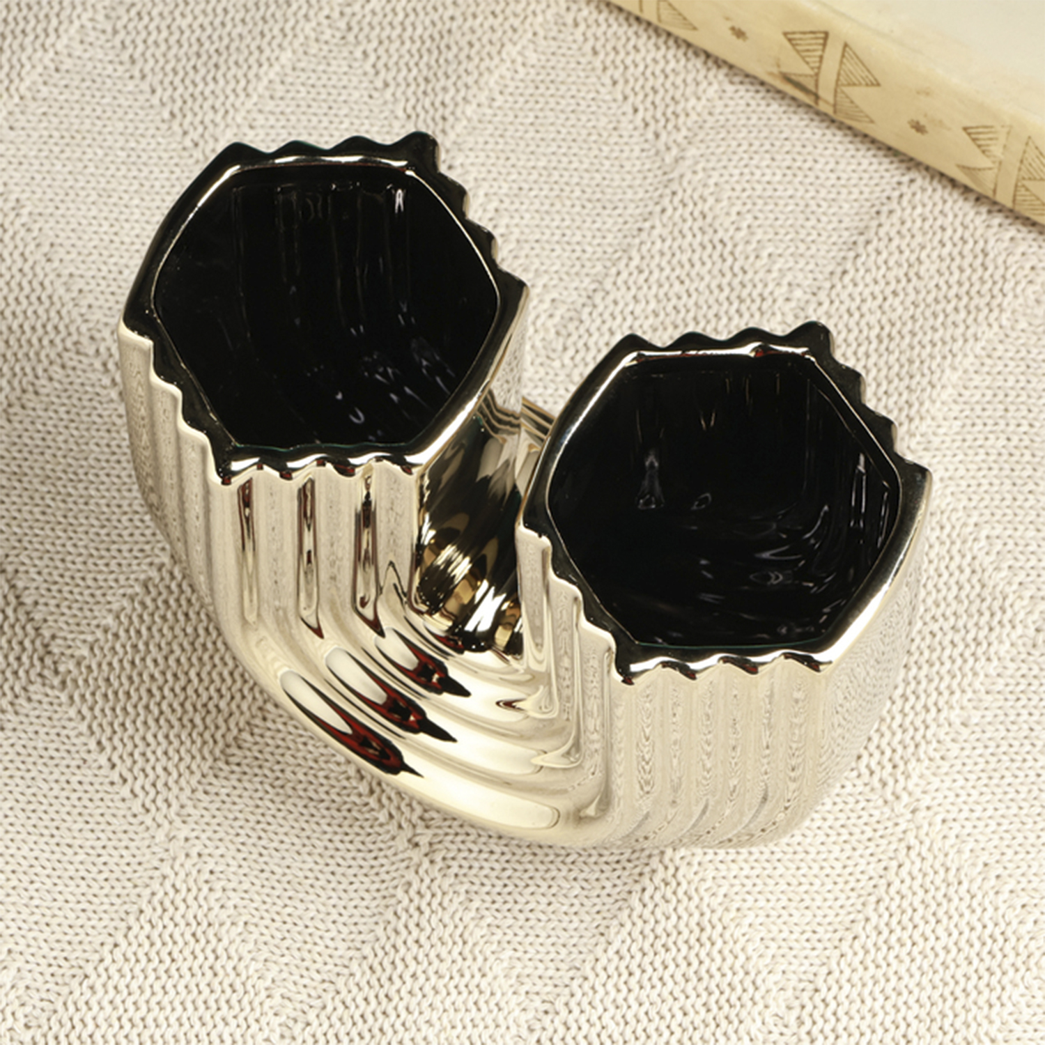 Ваза «Милли», 14.5×14.5×12 см, керамика, золотистая