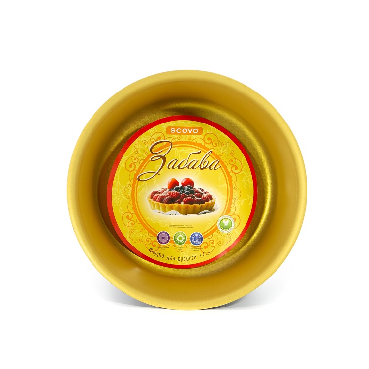 Форма для выпечки алюм.а/приг. d16см, выс.10см Золотой RZ-049Z "Scovo" *1/16