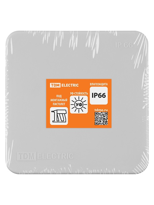 Коробка распаячная 8 вх. ОП 80х80х40мм 2-х комп.серая IP66 TDM SQ1401-2512 инд. штр-код *10/120