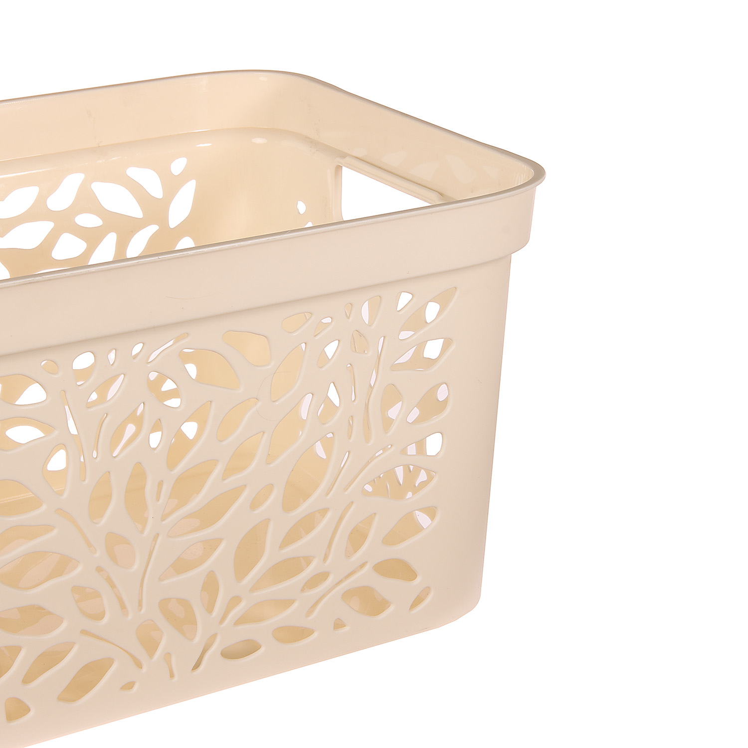 Корзина для хранения пластм. "Leaves" 405х275х207мм с Крышкой 18л Молочны арт.838("Полимербыт")*1/11