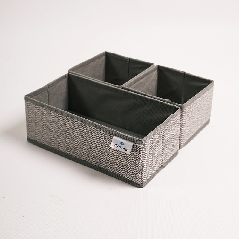 Короб для хранения нетканый материал "Серый" 1шт:280х140х100мм + 2шт:140x140x100мм Д70702.012*1/40