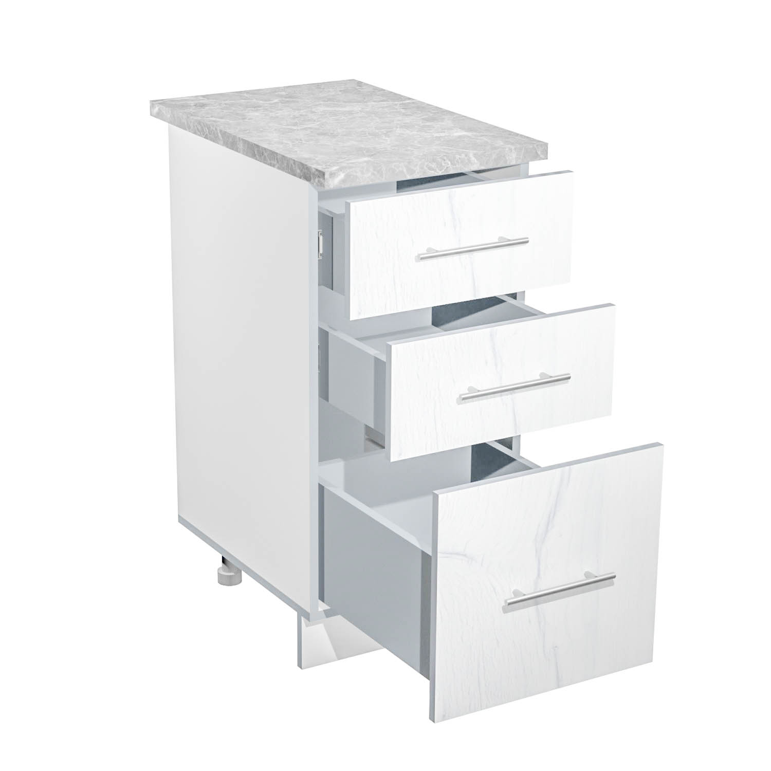 Шкаф напольный 400х850х600 мм BROZEX-WOOD Camellia, с тремя ящиками, серый / юта