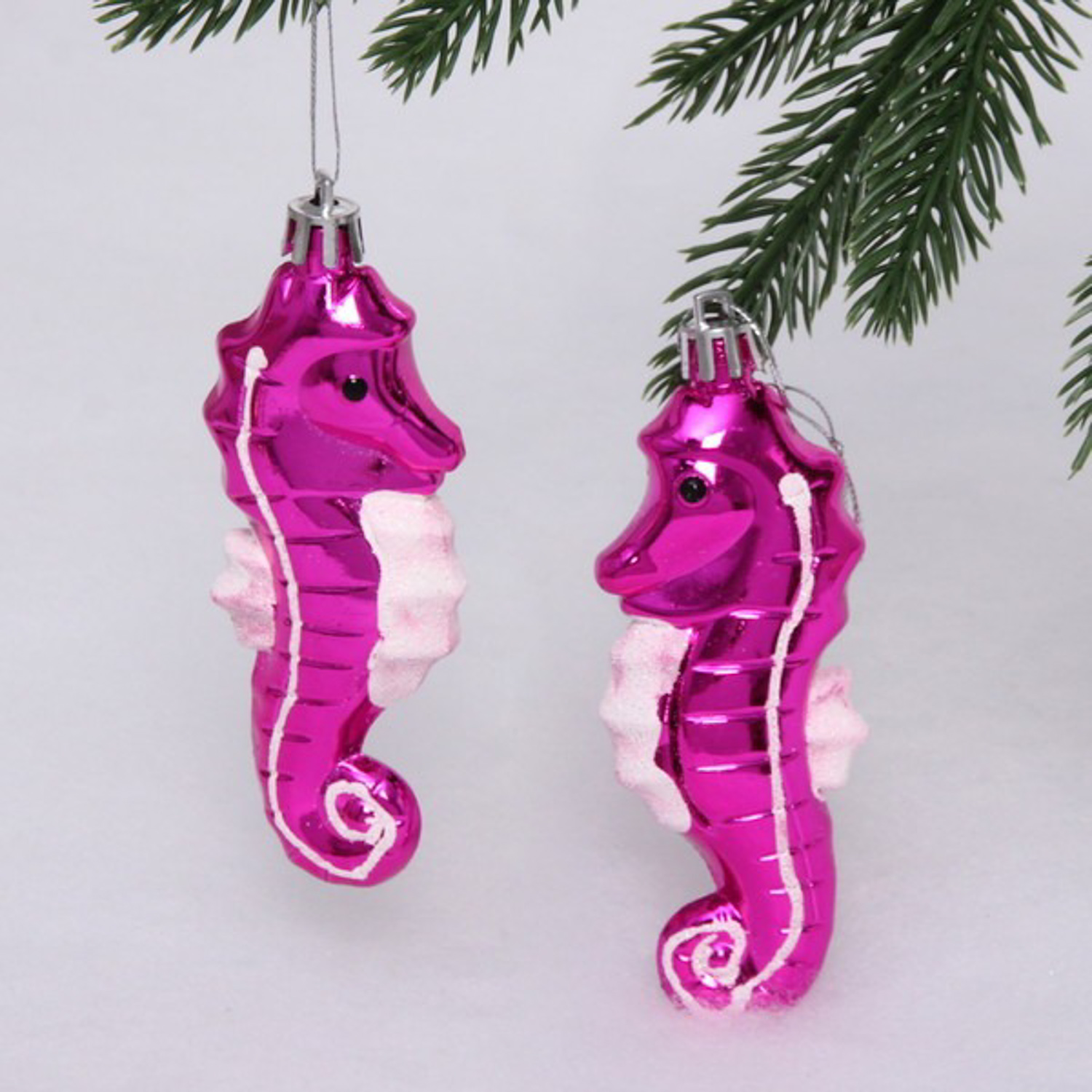 Елочные игрушки "Морской конек" 10,5 см (набор 2 шт), Розовый Елочные игрушки "Морской конек" 10,5 см (набор 2 шт), Розовый