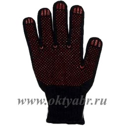 Перчатки ХБ с ПВХ точ 10кл (5 нитей) 45гр черные