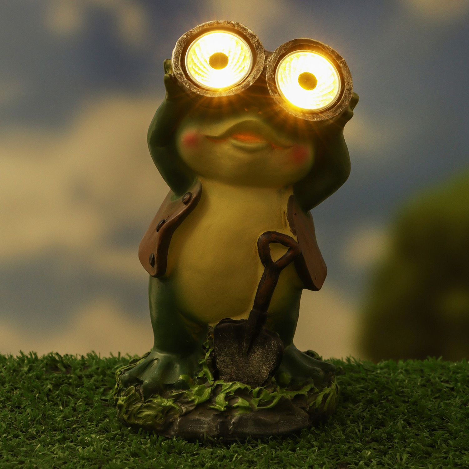 Садовый фонарь "Лягушонок с биноклем" 7х8х15см 10122707