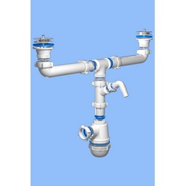 Сифон бутылочный 1 1/2"*40 двойной с отводом для стиральной машины АНИ ГРОТ А3500 *1/20