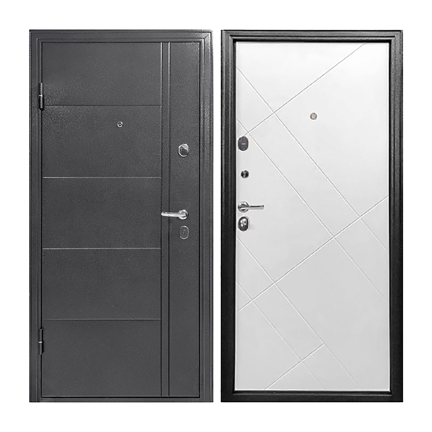 Дверь входная 2050х960х65 мм Форпост, левая, серебристый антик/белый матовый