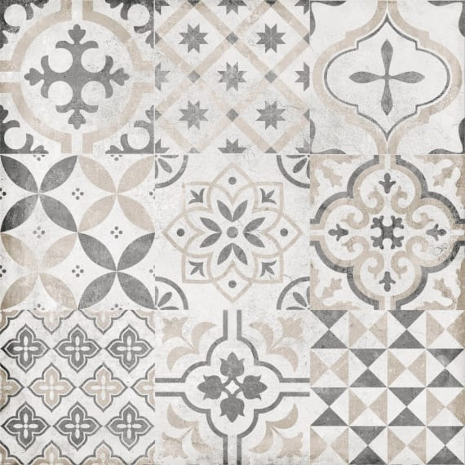 Керамогранит 1.62 м² LB Ceramics Цемент Стайл, 450х450х8 мм, светло-серый, орнамент