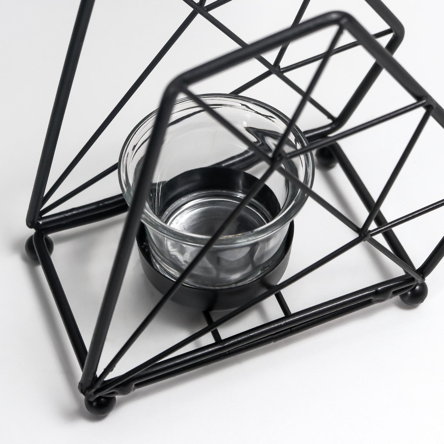 Подсвечник металл, стекло на 1 свечу "Лофт. Трапеция" чёрный 13х8х15 см  7459643