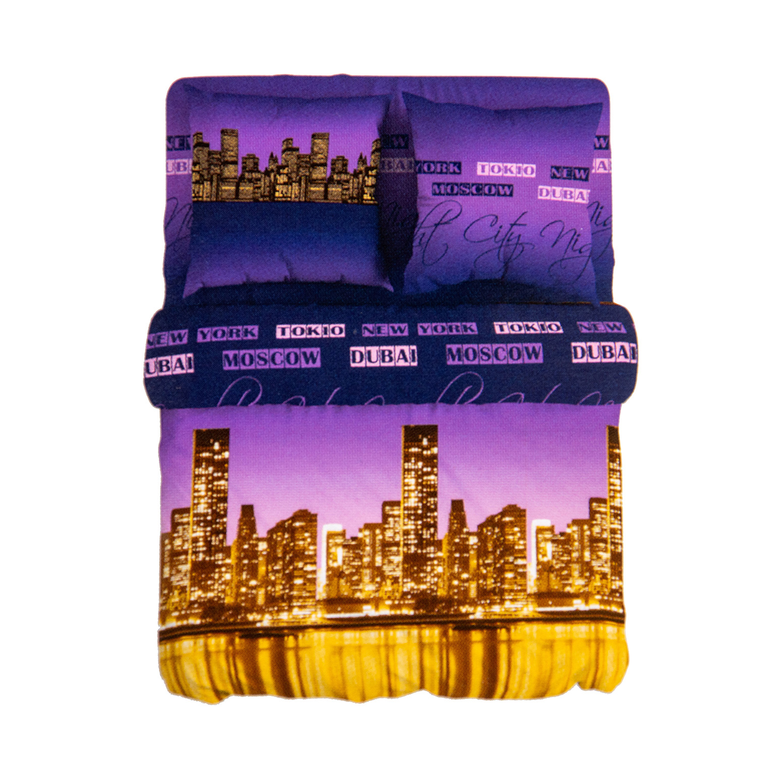 Постельное белье 1,5сп бязь Василиса 3698/1 Ночной город нав70*70,пр150*214 *1/6