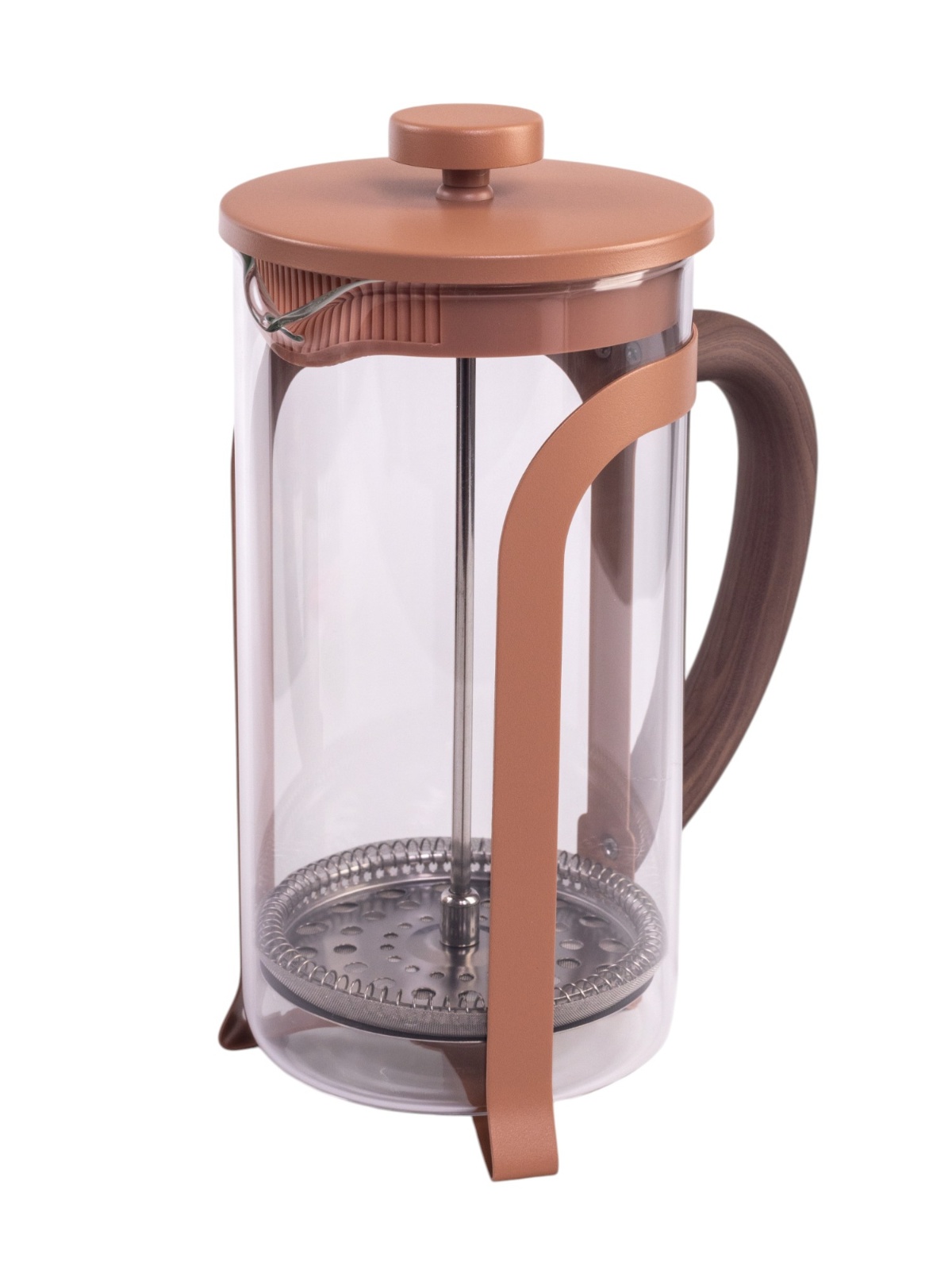 Чайник заварочный "френч-пресс" жаропрочное стекло "Color&wood" 1000мл Карамель DMF263 "Domenik"*1/6
