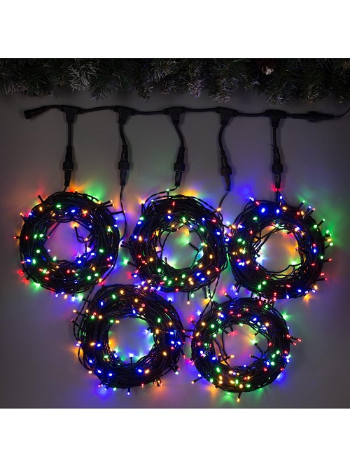 Гирлянда уличная Клип-лайт 20м 5 нитей 665LED мульти черная нить IP44 5167240  *1/10