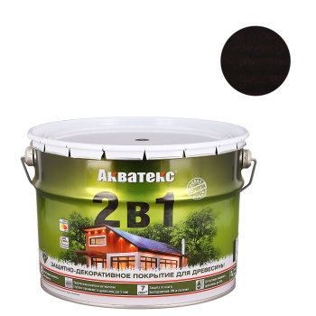 Защитно-декоративное покрытие 9 л для древесины АКВАТЕКС 2 в 1, алкидное, венге