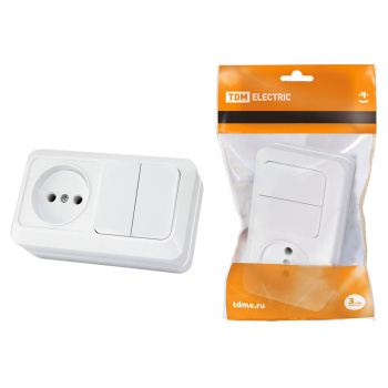 Блок комбинир."Ладога" выключатель 2кл 10А+ розетка 2П 10А TDM SQ1801-0106 *1/5/100