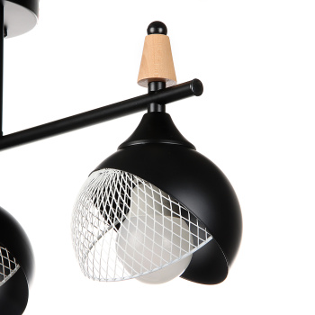 Светильник потолочный N6418/3 BK+WOOD 3*40W E27 220V (l-560; w-120; h-270) S=12м2 VERNER LIGHTING *1