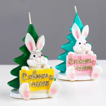 Свеча фигурная «Кролик с открыткой», 9х6 см, 45 г 9083756
