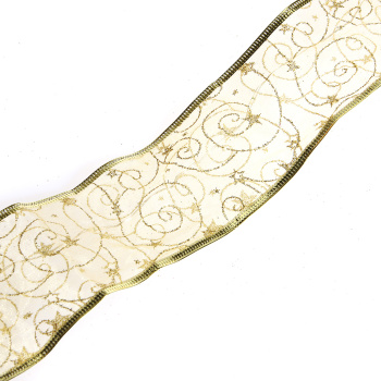 Гирлянда для дома Серпантин лента декоративная «Волшебство» 2 м, 6 см, 20 LED, на батарейках, золото