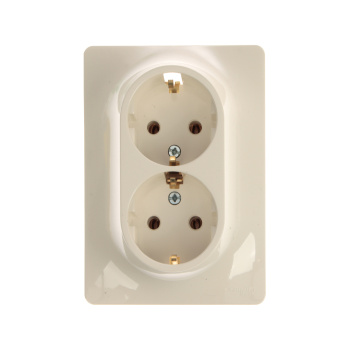 Розетка "Glossa" СП 2-мест. бежевая c/з GSL000224 *1/10
