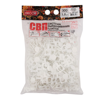 Система выравнивания плитки СВП зажим "Панда" 1,0мм (пакет 300шт) (арт.449-4300)  *1/10/20