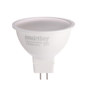 Лампа светодиодная Smartbuy, GU5.3, рефлектор MR16, 9.5 Вт, 760 Лм, 6000 К, холодный белый