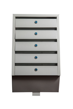 Ящик почтовый с замками 5 секций "Альянс-Люкс-Бюджет" под углом Светло-серый Екатеринбург *1