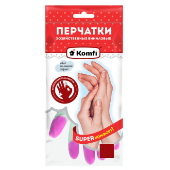 Перчатки виниловые прочные S (малый) 1пара Белые с Цв.пальч. PVHCLR1 "Komfi" *1/72/144 Перчатки виниловые прочные S (малый) 1пара Белые с Цв.пальч. PVHCLR1 "Komfi" *1/72/144
