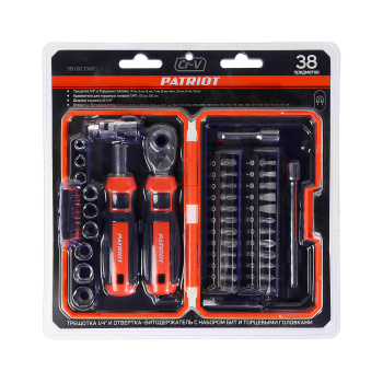 Набор головок торцевых PATRIOT SPS-38, 38 шт., сталь
