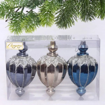 Набор украшений SHINE "Highlights" 12х7 см (3 шт.), night blue/champagne silver/grey Набор украшений SHINE "Highlights" 12х7 см (3 шт.), night blue/champagne silver/grey