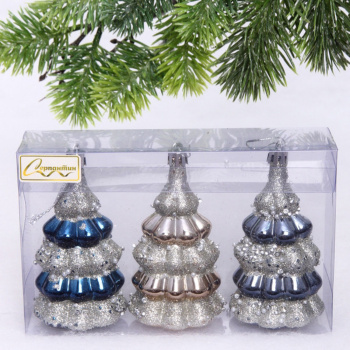 Набор украшений SHINE "Magic tree" 6х10 см (3 шт.), night blue/champagne silver/grey Набор украшений SHINE "Magic tree" 6х10 см (3 шт.), night blue/champagne silver/grey