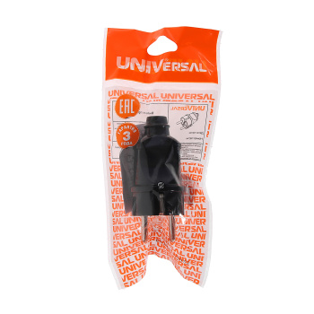 Вилка штепсельная   В16-1010  черная  евро   *10/250