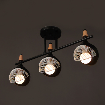 Светильник потолочный N6418/3 BK+WOOD 3*40W E27 220V (l-560; w-120; h-270) S=12м2 VERNER LIGHTING *1