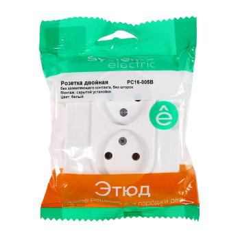 Розетка "Этюд" СП 2-мест. белая РС16-005 *10/20/120