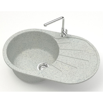 Мойка из искусственного камня овальная светло-серая матовая AGATA 110Q10 (730х450 мм) *1