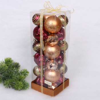 Набор шаров "Winter miracle" 7 см + 5 см (24 предмета), Рубин/Шампань Набор шаров "Winter miracle" 7 см + 5 см (24 предмета), Рубин/Шампань