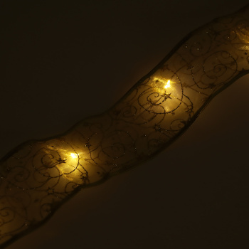 Гирлянда для дома Серпантин лента декоративная «Волшебство» 2 м, 6 см, 20 LED, на батарейках, золото