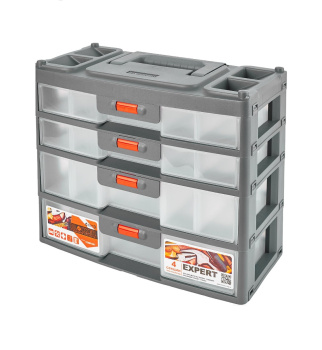 Органайзер д/хранения мелочей пластм. "Expert" 4 секции серо-свинцовый/оранжевый BR3789СРСВЦОР *1/3