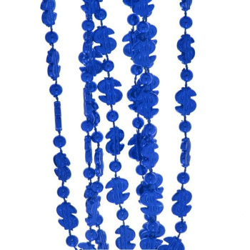 Бусы на ёлку синий 1,5м "Доллары" 1,2см