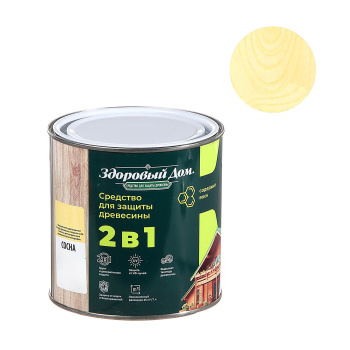 Защитно-декоративное покрытие 0.8 л для древесины Здоровый Дом 2 в 1, сосна