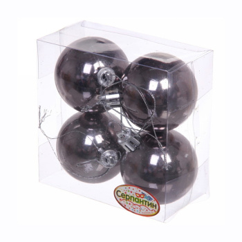 Новогодние шары 5 см (набор 4 шт) "Глянец", графит