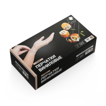 Перчатки виниловые одноразовые XL (супер-большой) 100шт в коробке VIN004A "А.Д.М." *1/10