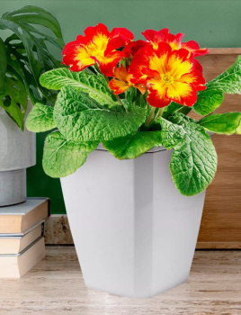 Кашпо пластм. "Лаунж" 2,4л 148x148мм h171мм со вставкой 1,6л Светло-серое С371СЕР ("Мартика") *1/12