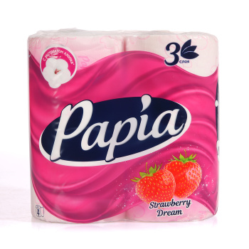 Бумага туалетная PAPIA в ассортименте 3сл 4рул