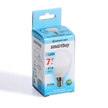 Лампа светодиодная Smartbuy, Е14, шар P45, 7 Вт, 560 Лм, холодный белый свет